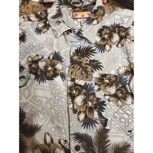Caribbean Joe Floral Men's Hawaiian Shirt Button Down Size XL Short Sleeve
